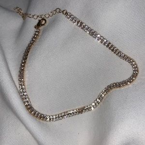 Gold rhinestone choker necklace